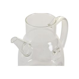 DKD Home Decor Aceitera Basicos 550ml de Borosilicato e Inox Transparente y Plateado con Cierre Hermético y Apta Lavavajillas