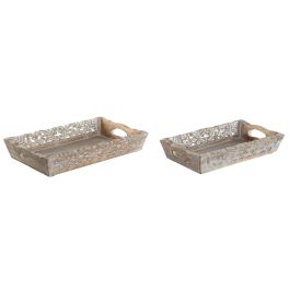 Juego de Bandejas Home ESPRIT Blanco Natural Indio Decapé 40,5 x 25,5 x 6,5 cm (2 Unidades) Precio: 29.49999965. SKU: B1595M72LL