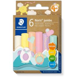 STAEDTLER 842P C6 Plastilina Noris Jumbo Pastel para Niños, Pasta de Modelar Surtida, 6 Colores, 6 Piezas, 4+ años Precio: 14.49999991. SKU: B1KK2V2CC9