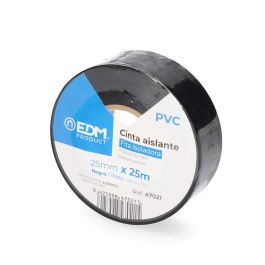 Edm Cinta aislante calidad supra negra 25m x 25mm PVC resistente a la intemperie