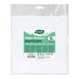 Set de 12 platos cuadrados de plástico premium Algon 23 cm (24 Cajas) Set de 12 platos cuadrados de plástico premium Algon 23 cm (24 Cajas)
