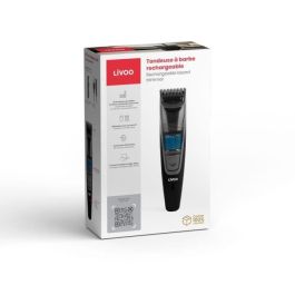 Livoo DOS186 Recortadora de barba recargable 5W, hasta 90 min autonomía, 20 longitudes hasta 10 mm, Negro/Azul