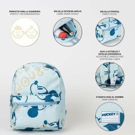 Cerdá Mochila Infantil de Guardería Estampado Mickey Mouse Disney, ideal para niños y niñas de 1 a 4 años, Color Azul, 22 x 27 x 9 cm