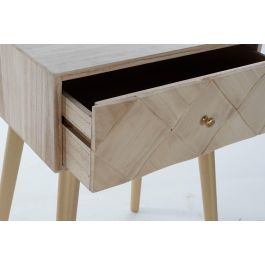 DKD Home Decor Mesita Auxiliar Rombo Moderno Pino y Metal Marron Claro Dorado 45 x 34 x 67 cm