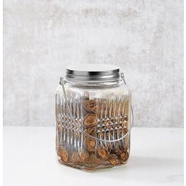 La Mediterranea Tarro de Vidrio con Tapa de Acero y Asa 720 ml (24 Unidades)