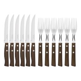 Tramontina Juego para asado 12 piezas, cuchillos y tenedores de acero inoxidable con mangos de madera Precio: 20.89000023. SKU: S7919484