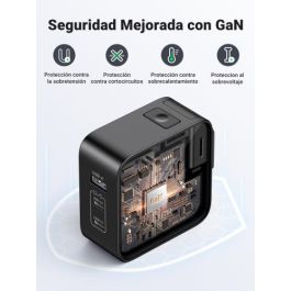 UGREEN 90409 Cargador Nexode GaN 65W USB Carga Rápida Interior, 2x USB-C y 1x USB-A, Adaptador Universal para Teléfonos, Portátiles y Relojes