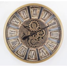 DKD Home Decor Reloj de Pared Loft, Dorado y Blanco, de Hierro y Cristal, 72 x 72 cm