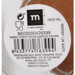 Tarro de vidrio con tapón de corcho 2900 ml - La Mediterranea (6 Unidades) Tarro de vidrio con tapón de corcho 2900 ml - La Mediterranea (6 Unidades)