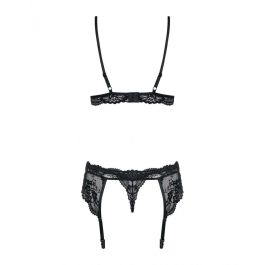 Conjunto de Lencería con Encaje Obsessive 810-SEG-1 Negro L/XL