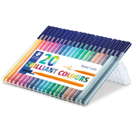 Staedtler Rotulador Triplus Color 323 Estuche 20 Unidades Colores Surtidos Tinta Antiseado Punta 1.6mm 97% Plástico Reciclado