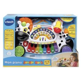 Vtech Baby Piano Musical Cebra Jungle Rock con Micrófono Real, Teclas Luminosas y Aprendizaje Musical +18 Meses
