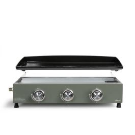 Livoo DOC324 Plancha de gas de 3 quemadores con acabado en Verde y Negro