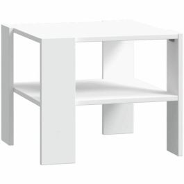 Mesa de centro PILVI 2 bandejas - Estilo contemporáneo - Partículas de melamina - Decoración blanca - L 55 x P 55 x H 45 cm