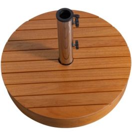 DKD Home Decor Base para Parasol de Terraza y Jardín, de Eucalipto y Cemento, Color Marrón, 50 x 38 x 50 cm (Ajustable para parasoles de 38/48 cm)