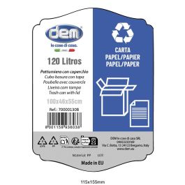 Inde Cubo Basura Con Tapa 120 Lt. Negro/Azul 47.5 cm Ancho x 95 cm Alto x 57 cm Largo