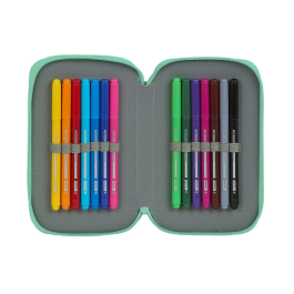 Plumier Doble BlackFit8 M854 Turquesa 12.5 x 19.5 x 4 cm (28 piezas)