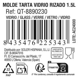 Quttin Molde Tarta de Vidrio Rizado 1.5L - Ø27x3.5 cm (6 Unidades)
