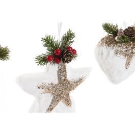 Decoracion Colgante Navidad Alpina DKD Home Decor Blanco Dorado 4 x 15 x 15 cm (12 Unidades)