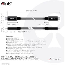 Club3D Kabel USB 4 Typ C PD 240W / 8K / 40Gbps 2m St/St