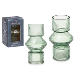 Jarrón Raya 1 Cuerpo Verde Giftdecor 10.5x17.5x10.5 cm Cristal (8 Unidades)