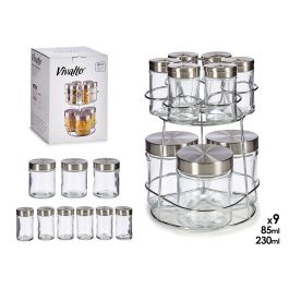 Vivalto Set 9 Botes Cristal con Soporte Metal Redondos - Transparente y Plata, 18x19x23.5 cm (Set de 6) Precio: 100.49999971. SKU: S3601565