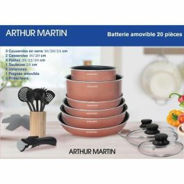 Arthur Martin ART3508510012874 Batería de Cocina 20 Piezas Aluminio con Manija Extraíble Compatible Inducción y Todas Fuentes de Calor