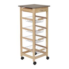 Inde Carrito Verdulero 4 Niveles con Cajón Moblekit 38 cm (Ancho) x 15.5 cm (Alto) x 76 cm (Largo)