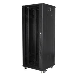 Lanberg FF01-6632-12B Armario Rack de Suelo 32U 600x600x1603 mm Negro con Ruedas y Puertas con Cerradura