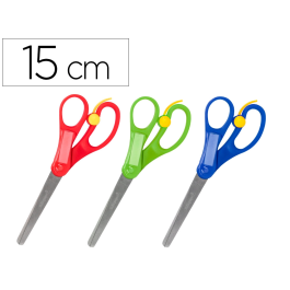 Liderpapel Tijera 15 cm con Resorte para Facilitar el Corte, Punta Redonda, Acero Inoxidable, Apta para Todos los Usos