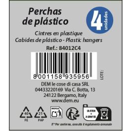 Inde Set de 4 Perchas de Plástico para Ropa, Colección Rainbow, 42 x 21 cm (12 Cajas) Inde Set de 4 Perchas de Plástico para Ropa, Colección Rainbow, 42 x 21 cm (12 Cajas)
