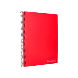 Cuaderno Espiral Liderpapel A4 Micro Jolly Tapa Forrada 140H 75 gr Cuadro 5 mm 5 Bandas 4 Taladros Color Rojo