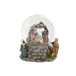 DKD Home Decor Juego de 4 Bolas de Navidad Tradicionales Multicolor de Cristal con Iluminación LED para Árbol de Navidad 11 x 13 x 11 cm