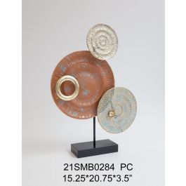 DKD Home Decor | Decoración Glam de Metal con Círculos Terracota y Dorado | Ancho 38.7cm, Largo 9cm, Alto 52.7cm | Pack de 4 Unidades Precio: 67.20582. SKU: B175V8564J