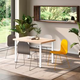 Emuca Lote de 4 patas para mesa, diámetro 60mm, H 830mm, Acero, Pintado blanco