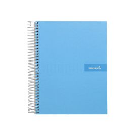 Cuaderno Espiral Liderpapel A4 Crafty Tapa Forrada 80H 90 gr Cuadro 4 mm Con Margen Color Celeste