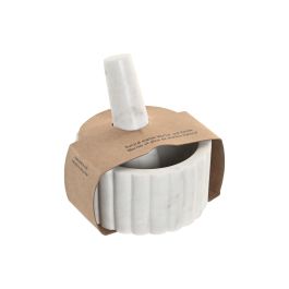 DKD Home Decor Mortero de Mármol Blanco Urban Apto Lavavajillas 12,5x12,5x7,5 cm
