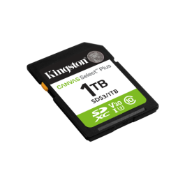 Kingston SDS3/1TB Tarjeta SDXC Canvas Select Plus 1 TB Clase 10 UHS-I U3 V30 Velocidad de Lectura 150 MB/s