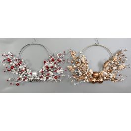 DKD Home Decor Corona Navidad Tradicional para Puerta Blanco Rojo Poliéster Metal 5 x 40 x 55 cm (2 Unidades) Precio: 30.99294. SKU: B183P3WT59