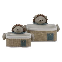 Cesta Baby DKD Home Decor Natural Verde 32 x 27 x 40 cm Set de 2