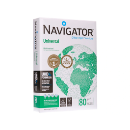 Navigator Papel Din A4 80 Gramos Paquete 500 Hojas | 100% Libre de Atascos, Calidad UHD, Blanco, Certificado Ecolabel y FSC