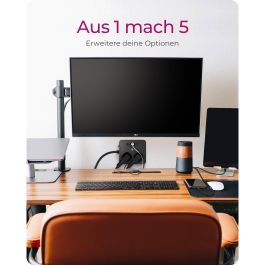 ICY BOX IB-MPS2220B-CH Regleta con 2 Tomas Tipo F y 3 Puertos USB 2.4A/3A, Cable 1.9m, Negro para Oficina/Hogar