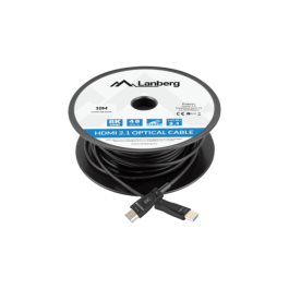 LANBERG CA-HDMI-30FB-0100-BK Cable HDMI 10 m HDMI Tipo A Macho/Macho Negro Versión 2.1 Velocidad 48 Gbit/s Chapado Oro