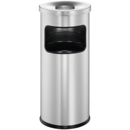 Durable Papelera Safe con Cenincero, Redonda, Plata, 17 L