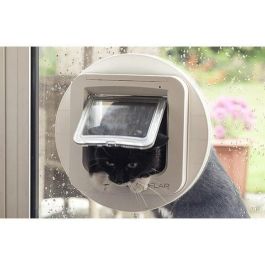 Sureflap DualScan Gatera electrónica con lector de microchip para hasta 32 gatos, control de acceso y salida, Blanca