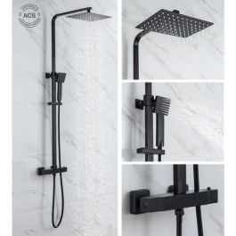 OCEANIC Columna de ducha - Mezclador termostático - Cabezal alto rectangular 30x20 cm - Negro mate OCEANIC Columna de ducha - Mezclador termostático - Cabezal alto rectangular 30x20 cm - Negro mate