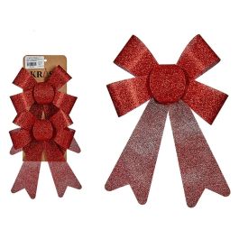 Set Adornos de Navidad Lazo Rojo PVC 15 x 2 x 17 cm (24 Unidades)