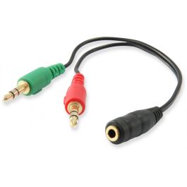 Equip Cable Divisor Audio Jack 3.5 mm Hembra a 2 Macho Negro 130mm