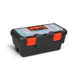 Terry Caja herramientas Eko Toolbox 16 con bandeja y organizador, 40x20x17,5cm, Negro/Naranja