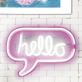 Home Deco Factory Lámpara LED Neon "Hello" con Efecto Neón 220 Leds USB 43x2x31 cm